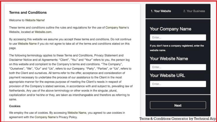 Advance Terms And Condition Generator Tool Script For Blogger Website